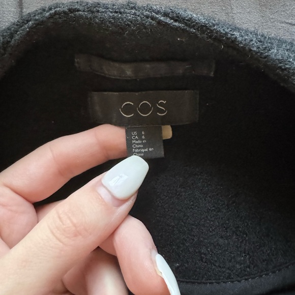COS Wool Cocoon Jacket Black Full Zip Oversize Minimalist Coat with pockets - Picture 6 of 9